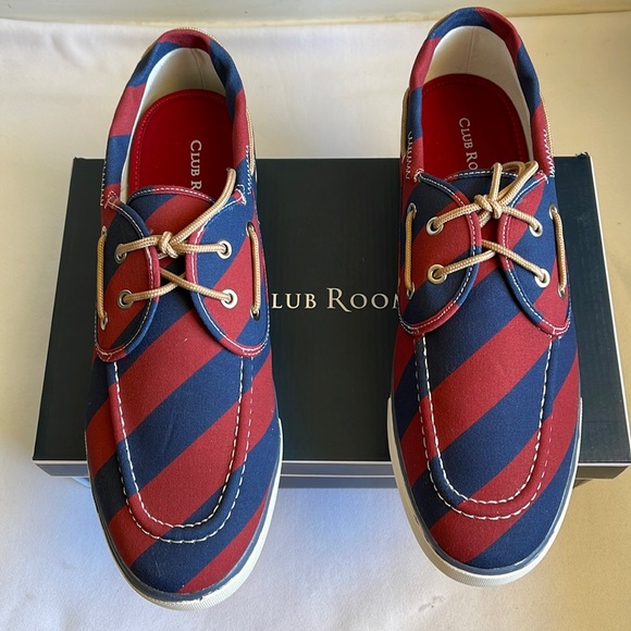 Club Room Other - Club Room Men’s Royce Red/ Blue Stripe Boat Sneakers Size 12M. New With box.
